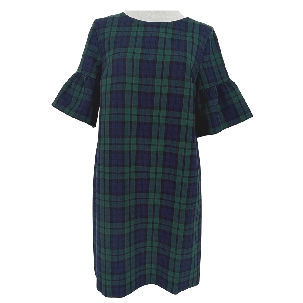 Vineyard Vines Black Watch Plaid Flutter Sleeve Dress Deep Bay Size‎ 4 Christmas